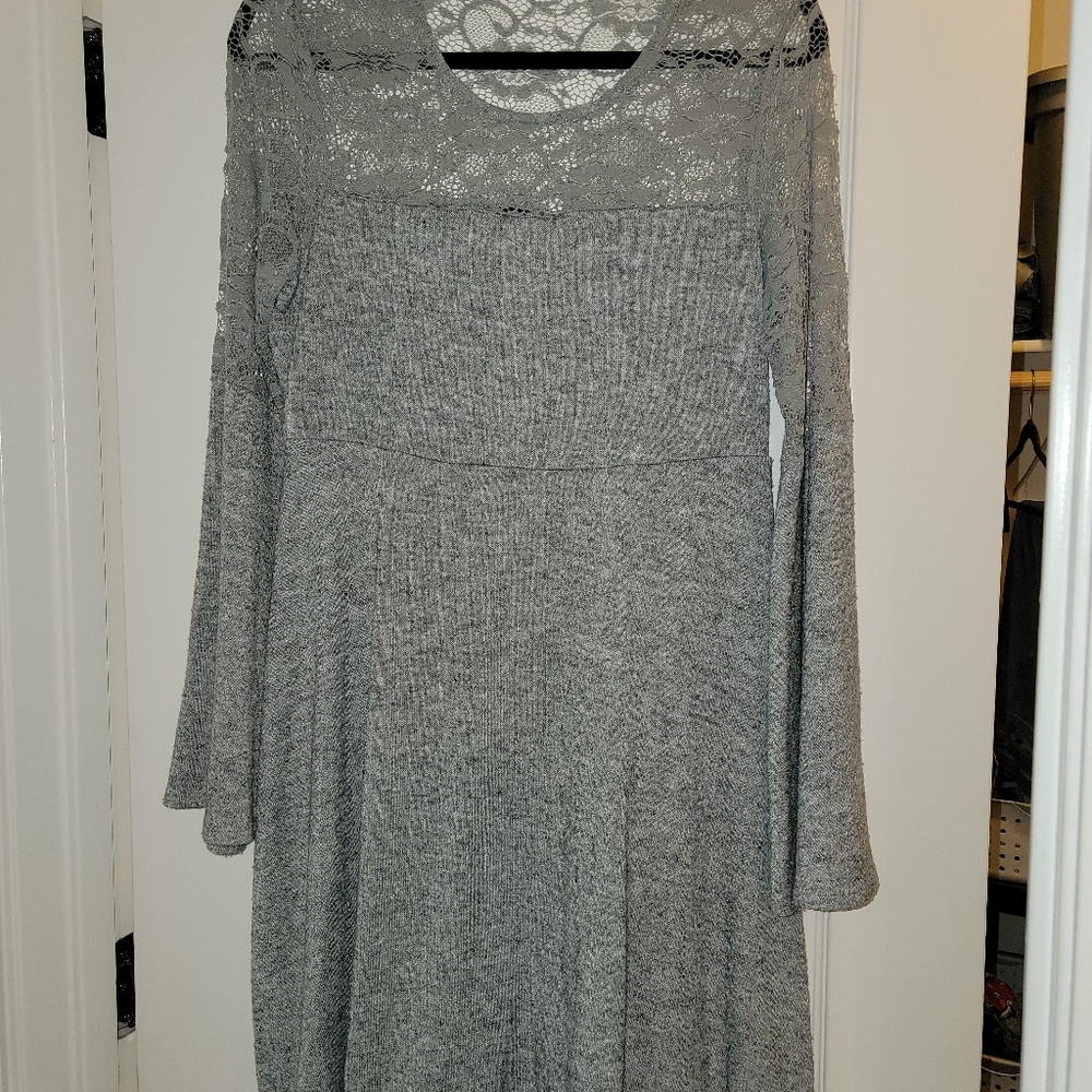 Torrid Gray Sweater Dress with Bell Sleeves